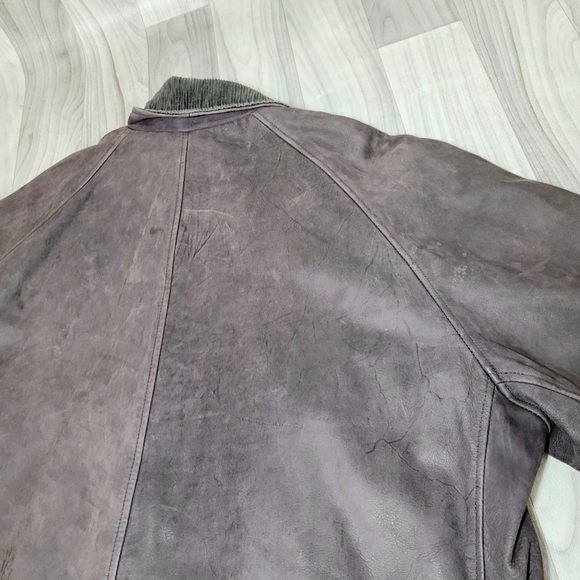 BRASS BOOT Mens XL Brown Leather Utility Jacket Field Motorcycle Coat Vintage - Picture 8 of 12